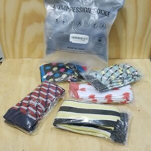 Mens High Fashion Compression Socks sz L/XL ( 5 pair )